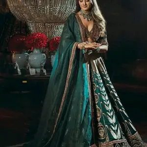 Silk with Sequence Work Emerald Green Lehenga Choli