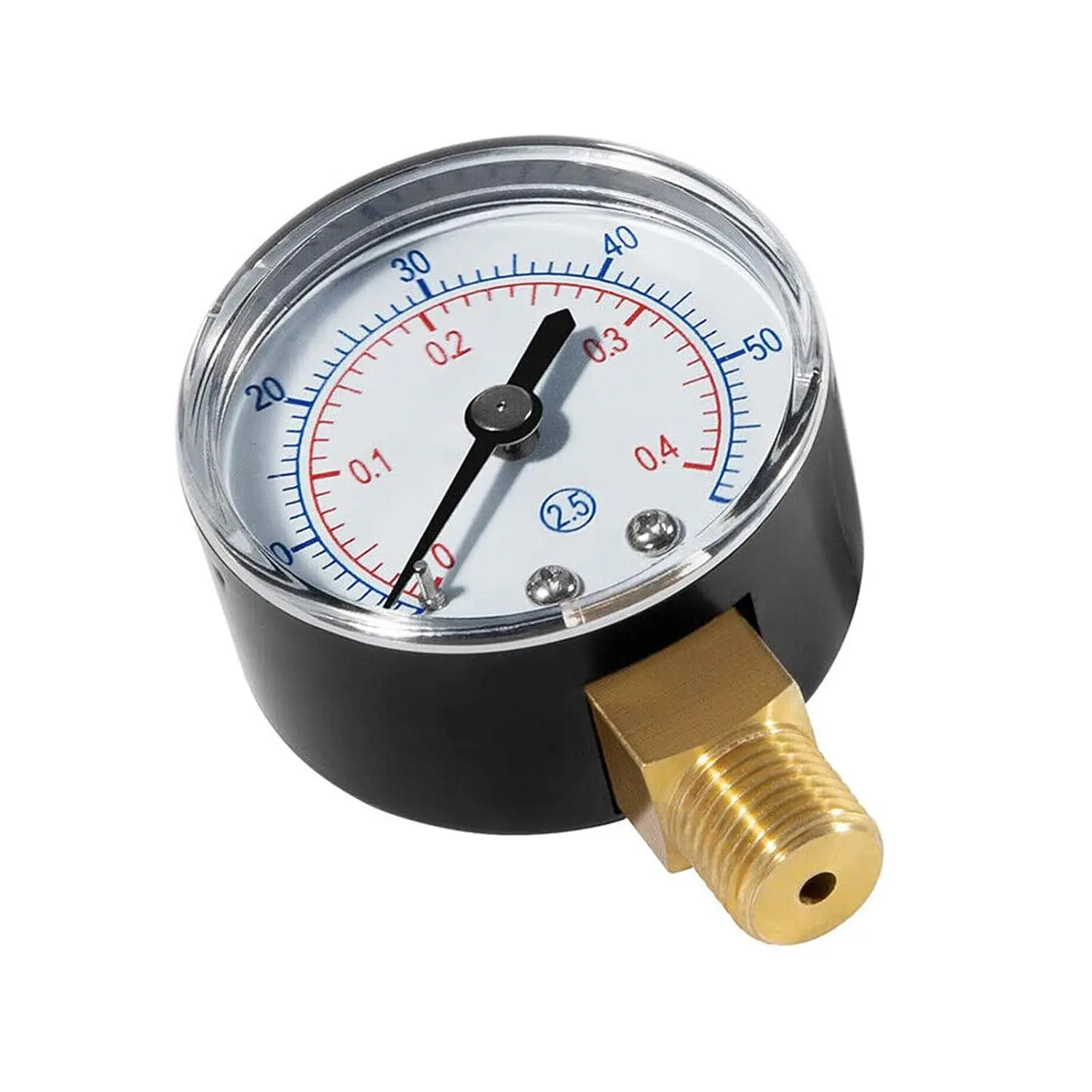 ECX270861 Hardware Pressure Gauge Tool, 0-60 PSI, Transparent, 1/4-in Bottom-Mount Connection, Replacement for Select Hayward Sand and D.E. Filters