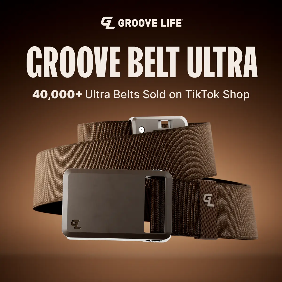Groove Belt Ultra – Active Stretch Belt for Men, Secure Magnetic Buckle – Dark Earth