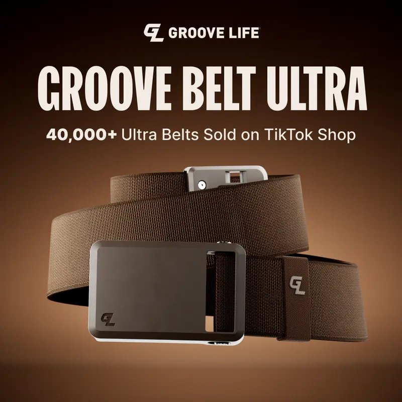 Groove Life Groove Belt Ultra - Trek | Comfortable, Lightweight, Durable, Adjustable Stretch Belt for Men, Magnetic Curved Polymer Buckle, Machine Washable, Limited Lifetime Warranty
