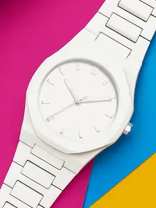 Men's Classic Business Watch with Arabic Numerals Polycarbonate Case Quartz Movement Fashion Sports Slim Waterproof Design White Face