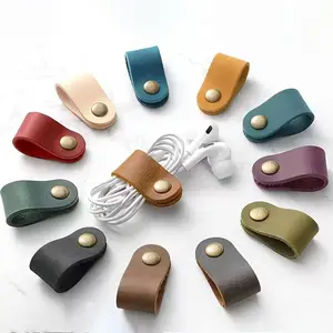 10pcs PU Leather Cable Organizer Straps, Durable & Flexible Multi-Color Cord Holders, Headphone Charger Desk Organization, Home & Office