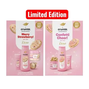 Dove Crumbl Limited Edition Confetti Cake, Strawberry Cake Body Care Gift Set, 3 Count Skin Repair Cosmetic
