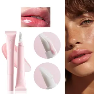 Hydrating Lip Balm with Silicone Brush Head, Moisturizing Gel for All Light Lips, Long-Lasting Shine, Precise Application Tool