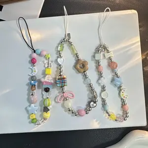 [Lw] Mobile phone chain Mobile phone wrist lanyard Camera lanyard Advanced chain Bead string pendant Short pendant