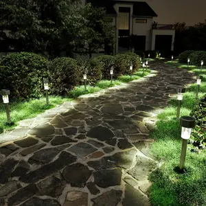 16 Pack Solar Outdoor Lights Pathway, Stainless Steel Solar Lights Outdoor Waterproof,LED Landscape Lighting Walkway for Landscape/Patio/Lawn/Yard/Driveway-Cold White