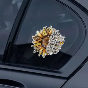 Sunflower Pattern Car Sticker Decorative Decal Car Decals Imitation Diamond Floral Design Suitable for Cars, Motorcycles, Laptops, Car Accessories Self-adhesive Irregular Shape Car Decoration