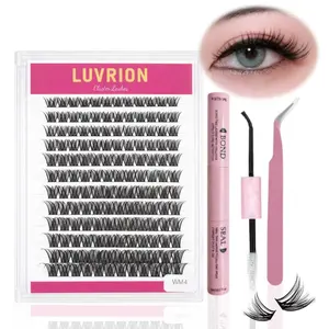 144PCS Fluffy Natural False Eyelashes Set 8-16mm with 2-in-1 Lash Glue & Tweezers, Easy DIY Lash Extensions for Daily Wear, Dating, Parties