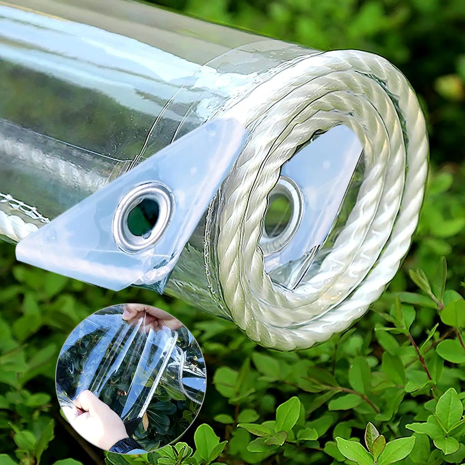 Clear Waterproof Tarp, Transparent Heavy Duty PVC Vinyl Tarpaulin Cover with Grommets, Anti-Tear Waterproof for Patio Outdoor Camping Hdpe Mesh Tarp Glamping Tent Camping Tents Blind Canopy Roofing