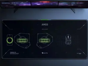 Angry miao CYBERMAT R3 Wireless Charging Mouse Pad, Large RGB Gaming Desk Mat with Fast Wireless Charging Area, Extended Non-Slip Mousepad for Office and Gaming, Durable Water-Resistant Surface