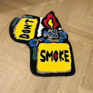 Creative Lighter Pattern Rug, Non-slip Soft Floor Mat, Decorative Carpet for Home Living Room Bedroom, Bedside Rug, Home Decorative Rugs, Room Decor