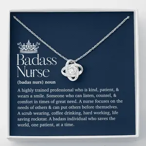 Nurse Christmas Gift, Badass Nurse Definition Necklace, Nurse Present Healthcare Gift Gifts For Nurses Graduation Gift Nurse, Keyworker Gift, Necklace With Meaningful Message Card Inside
