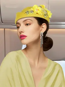 Elegant Women's Beret Hat with Side Patch Beads, Dress Up Hat, Perfect for Derby Meetings and Tea Parties, Christmas Gift for Girlfriend