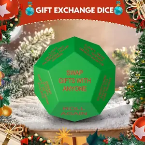 Santa Swap Gift Exchange Dice, 1 Count 12 Different Sides Exchange Dice Game, Durable Party Gift Exchange Dice Game, Party Activities Supplies, Round Neon Green Dice