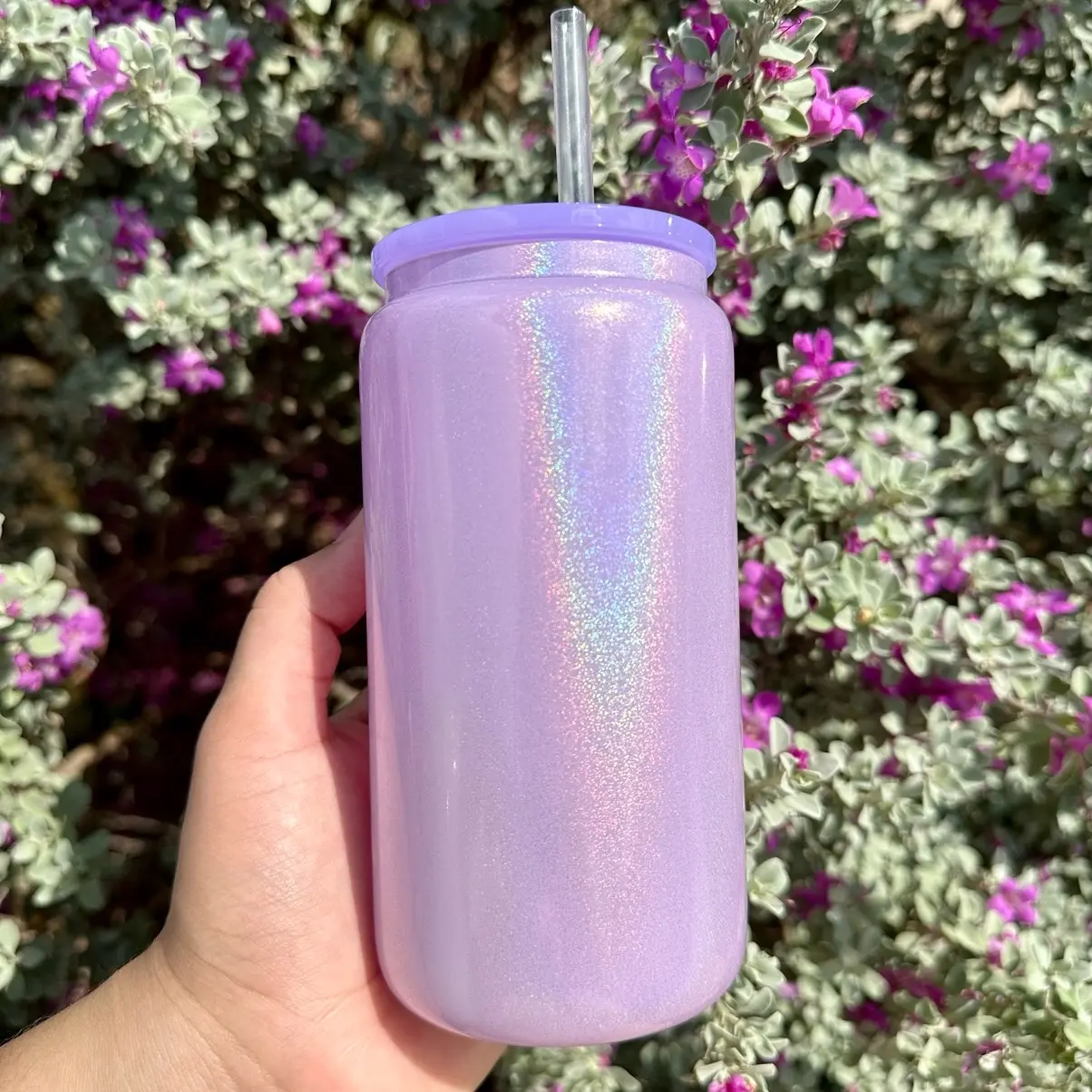 Colored Holographic Glass Cups 16 oz