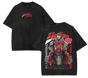 Jojo's Bizarre Adventure Dio Brando Anime Oversized T-Shirt, Heavyweight Cotton Shirt Regular Comfort Man shirts men graphic  tee Fabric Seamless Tops men's t shirts graphic t shirts