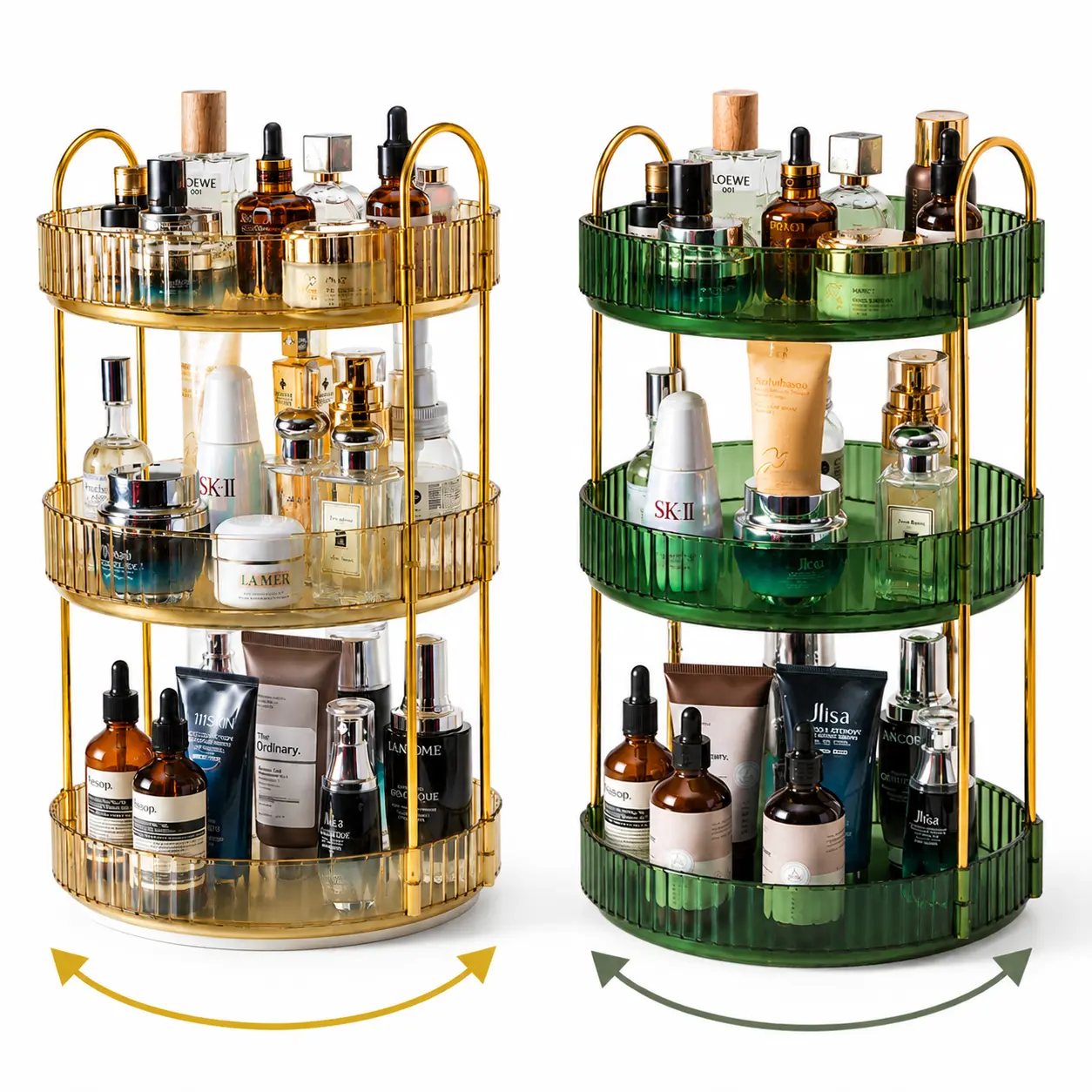 3-Tier 360 Rotating Makeup Carousel, Large-Capacity Spinning Vanity Organizer for Skincare, Perfume Storage in Bathroom (Home Organizer Cosmetic Storage Stand)