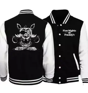 Foxy Inspired Varsity Baseball Jacket Unisex, Horror Game Bomber, Spooky Gaming Streetwear Outfit, Scary Fan Gift