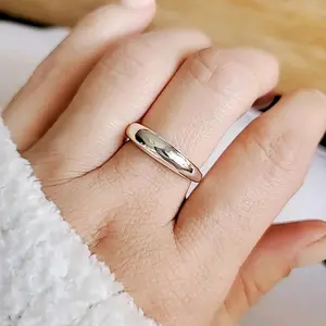 Emma Vera Jewelry Sterling Silver Small Dome Ring 5mm Art Deco Design with Rhodium Plating for Elegant Statement Jewelry