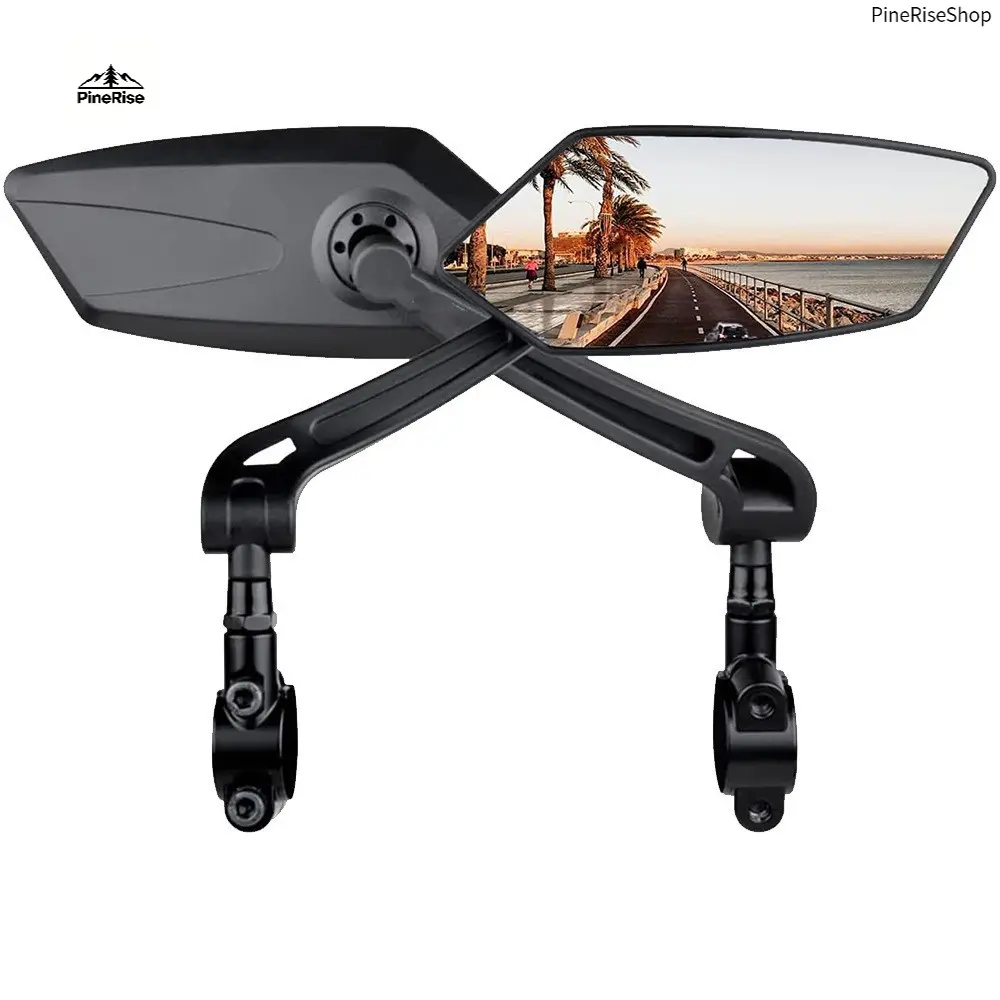 PineRiseShop Waterproof Reflective Rearview Mirror - Flat HD, 360° Free Rotation, Anti-Shake, Easy Installation, Universal Fit for Mountain Bikes & Scooters, Outdoor Cycling Accessories