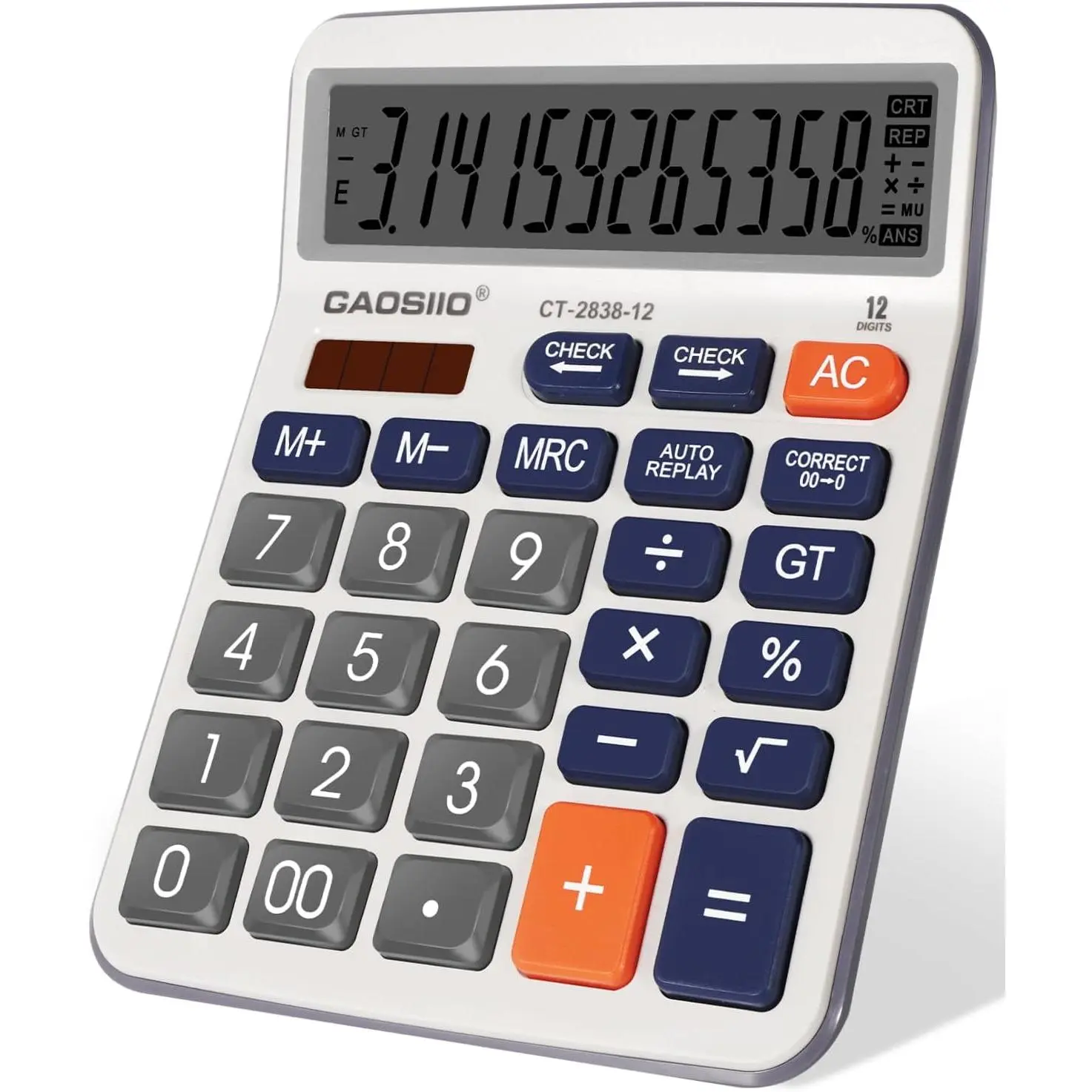Desktop Calculator,  5 Inch LCD Display, Desk Calculator, 12 Digits, Calculators with Big Buttons, Solar and AAA   Power,Office Calculators for Business School  (Blue)