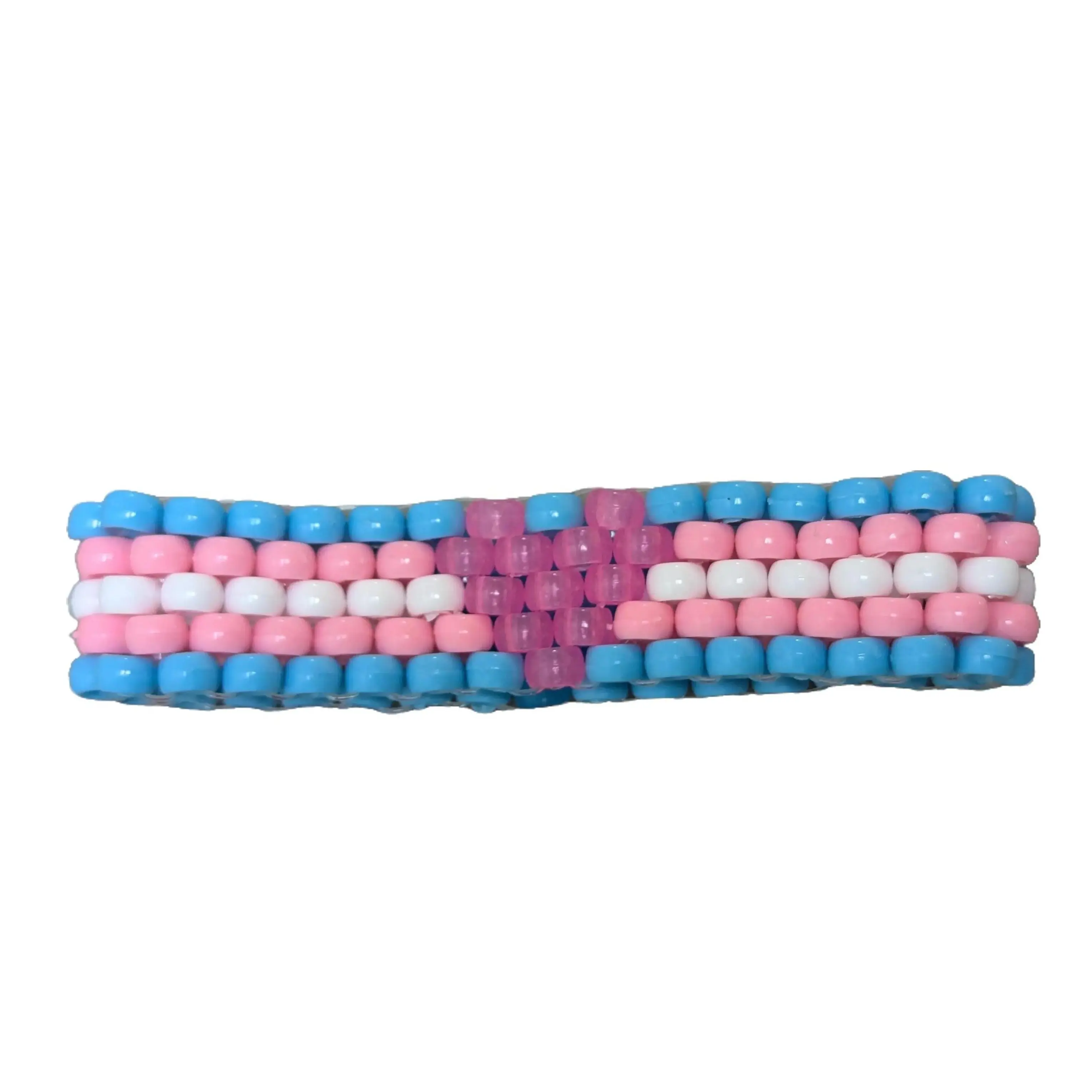 T Pride Bracelet opaque with Pink and Blue Glowing Hearts kandi bracelet