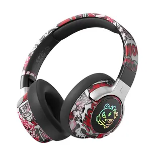 Graffiti Wireless Gaming Headphones Bluetooth Over-Ear Headset with Stereo Sound For Music Sports PC Mobile Phone Long Playtime, Soft Earmuffs, Portable for Smartphone & Laptop, USB Type-C Charging