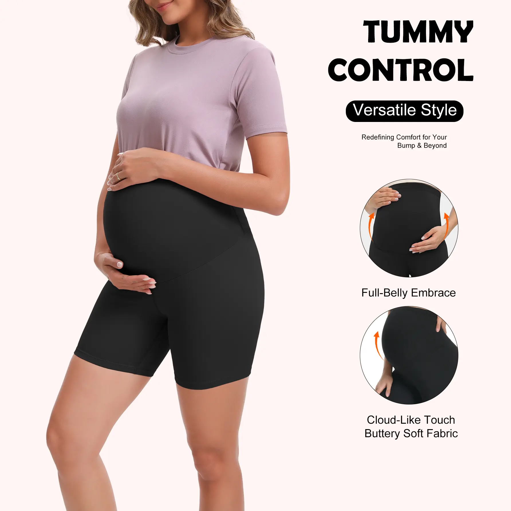 Women's Over-The-Belly High-Waisted Maternity Leggings - Knit Polyester Blend Pregnancy Clothes for Yoga Workout, Black Back-to-School Activewear