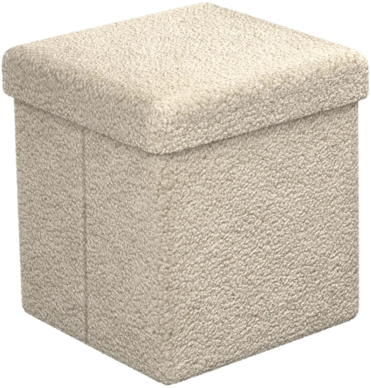 Sorbus Teddy Sherpa Folding Storage Ottoman Stool - 14”x15”x14” Square Boucle Backless Short Classic Footstool, Plush Fabric Surface, Foldable Portable Cube Seat for Small Space Living Room Nursery Indoor Furniture