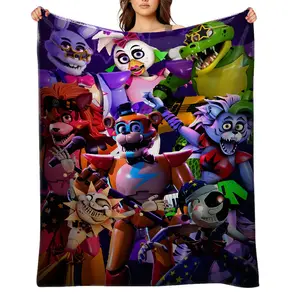 five-nights-at-freddy's--Flannel Throw Blanket for Girls Boys- Ultra Soft, Anti-Shrink & Wrinkle-Resistant ,Quick-Dry, Machine Washable Cozy Throw ,Perfect Gift for Kids Adults A-2