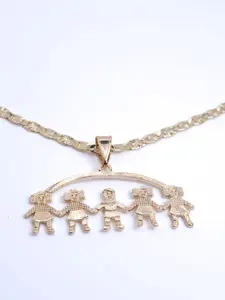 Cute gold plated pendant of 4 Girls and 1 Boy with an 18-inch or 24-inch gold plated chain. GGBGG