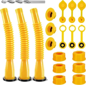 Gas Can Spout Replacement, Anti-Spill Gas Can Nozzle Replacment, 3-Kit No Leaky Spouts Upgraded with Flexible Nozzle, Fuel Tank Vent Cap, Fit for Most 1/2/5/10 Gal Can