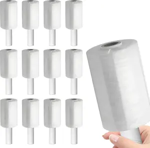 12 Pack Shrink Wrap Roll for Moving | 60 Gauge 5" x 1000 FT Plastic Wraps for Packing | Clear Stretch Film for Pallets, Furniture, Boxes & Storage Protection