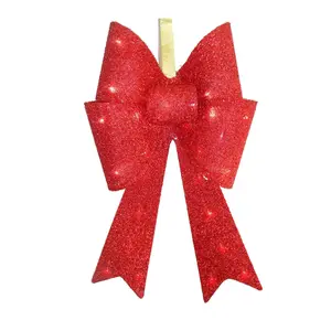 Pre-Lit 20" Red Fabric Bow