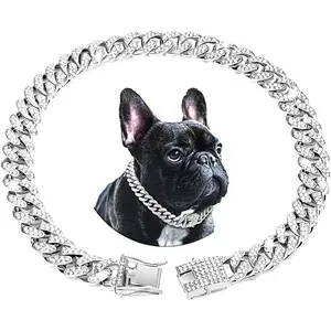 Chain   Cuban Link   13mm Wide  Necklace Metal  Chain Pet    Accessories for Puppy Small Medium Large Dogs Cats (, 20 inch)