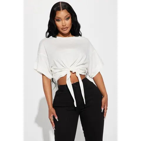 Emily Tie Front Top - White