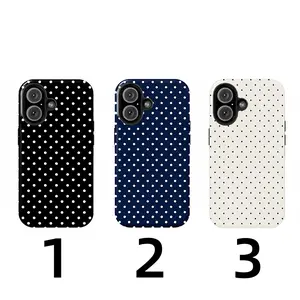 Black, Blue, White, polka dot phone cases, suitable for iPhone 17, 16, 15, 14, 13, Pro, max, plus. Smart phone cases, shockproof, protective cases, outer cases, double-layer protective cases