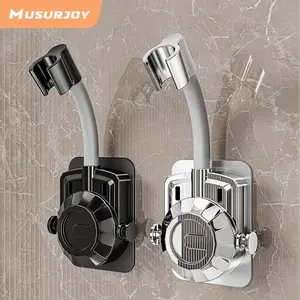 Musurjoy 1/2pcs Wall Mounted Shower Head Bracket, Bathroom Shower System Handheld Shower Head Bracket, Silvery-Gray-Black, No Holes Required, Easy to Install, New for Summer Bathroom, Father's Day Gifts,for Shower Use Only,summervibes