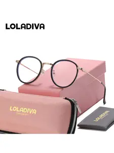 LOLADIVA 1 Piece Unisex Modern Fashion Full Frame Plano Glasses Comfortable Lightweight Round Frame Plano Glasses