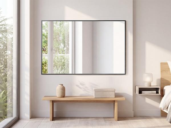 Sweetcrispy S - Bathroom Mirror for Wall, Rectangle Mirrors with Metal Frame, Modern Vanity Wall Mirror Decor for Entryway Hangs, Bathroom Living Room Horizontal or Vertical
