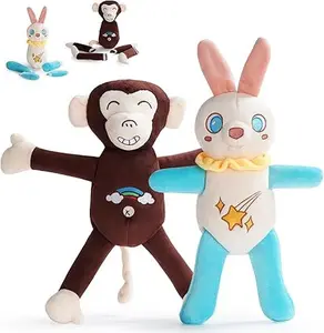 Nocciola 2 Pack Monkey & Bunny Squeaky Dog Toy with Tearable Limbs, Interactive Plush Toy to Keep Dogs Busy, Stimulating Toys for All Breeds