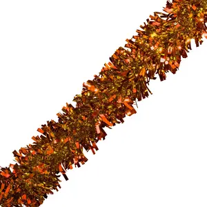 Orange Metallic Twist - 4" x 25' Roll, Parade Float Decor for Trailer/Golf Cart, Metallic Tinsel & Halloween Decor