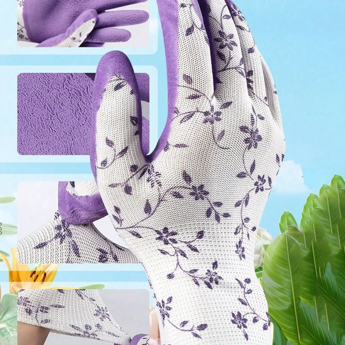 Waterproof Durable Gardening Gloves, Cut-Resistant for Gardening, Landscaping, DIY Projects, Reusable Thin Nitrile Chemical Resistant Gloves