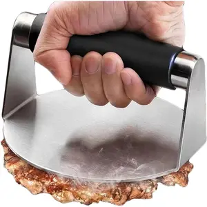5.5inches 304Stainless Steel Burger Press, Round Burger Smasher ，Hamburger Press for Griddle, Bacon Press, Ground Steak Press，Smash Burger Press with Anti-Scald Handle