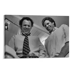 Modern Black and White Comedy Movie Poster Canvas Wall Art with Wooden Frame - Vintage Hollywood Glamour, Indoor Use for Living Room, Dorm, or Bathroom Decor, Dorm Room Art | Vintage Hollywood Decor | Canvas Wall Piece, Poster Wall Art fine print toilet