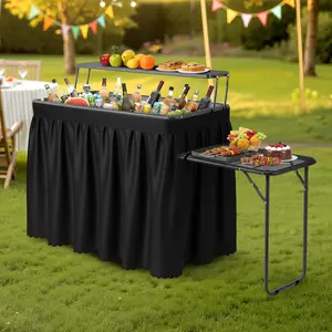 Outvita 40.5 Inch Rectangular Outdoor Ice Table with Expandable Storage Frame, Multifunctional Patio Cool Bar Table for Outdoor Entertainment, Party, Backyard and Garden Use Summervibes
