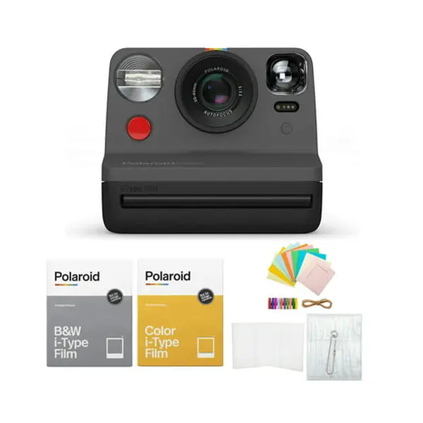 Polaroid Now VF i-Type Instant Camera (Black) Bundle with Film, Accessories, Viewfinder, Lens, Built-In Flash for Party Picture Capture