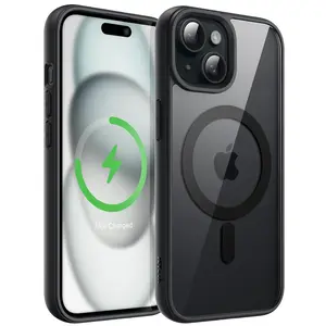 JETech Magnetic Case for iPhone 15 Series Compatible with MagSafe, Shockproof Phone Bumper Cover, Solid Color Matte TPU Frame, Anti-Scratch Clear Back