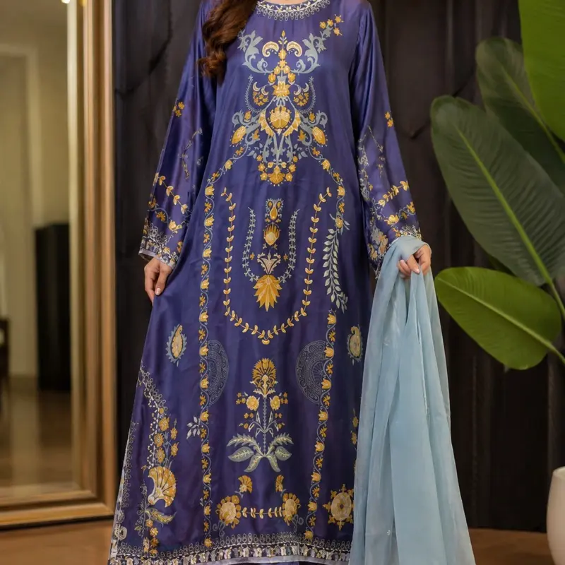 2-Piece Printed Silk Kaftan