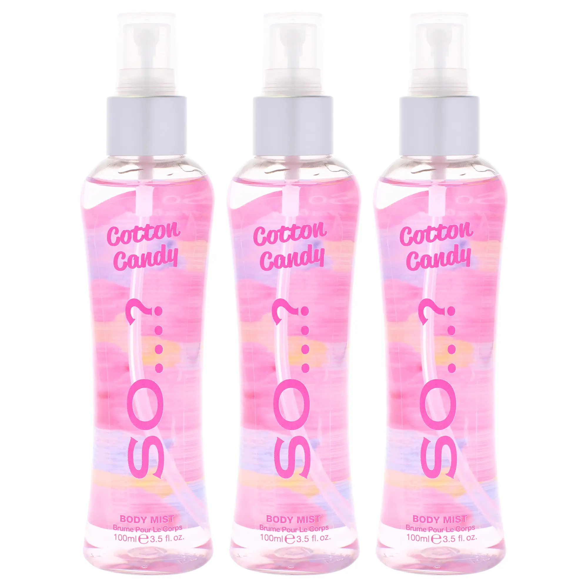 So...? Fragrance Women's Cotton Candy Body Mist with Floral Scents, Wood Notes - 3.5 oz Eau de Parfum (EDP Spray) - Pack of 3